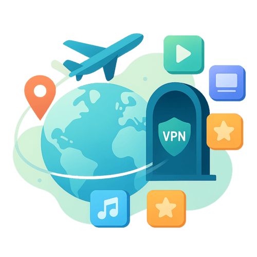 Borderless content: globe with location pins